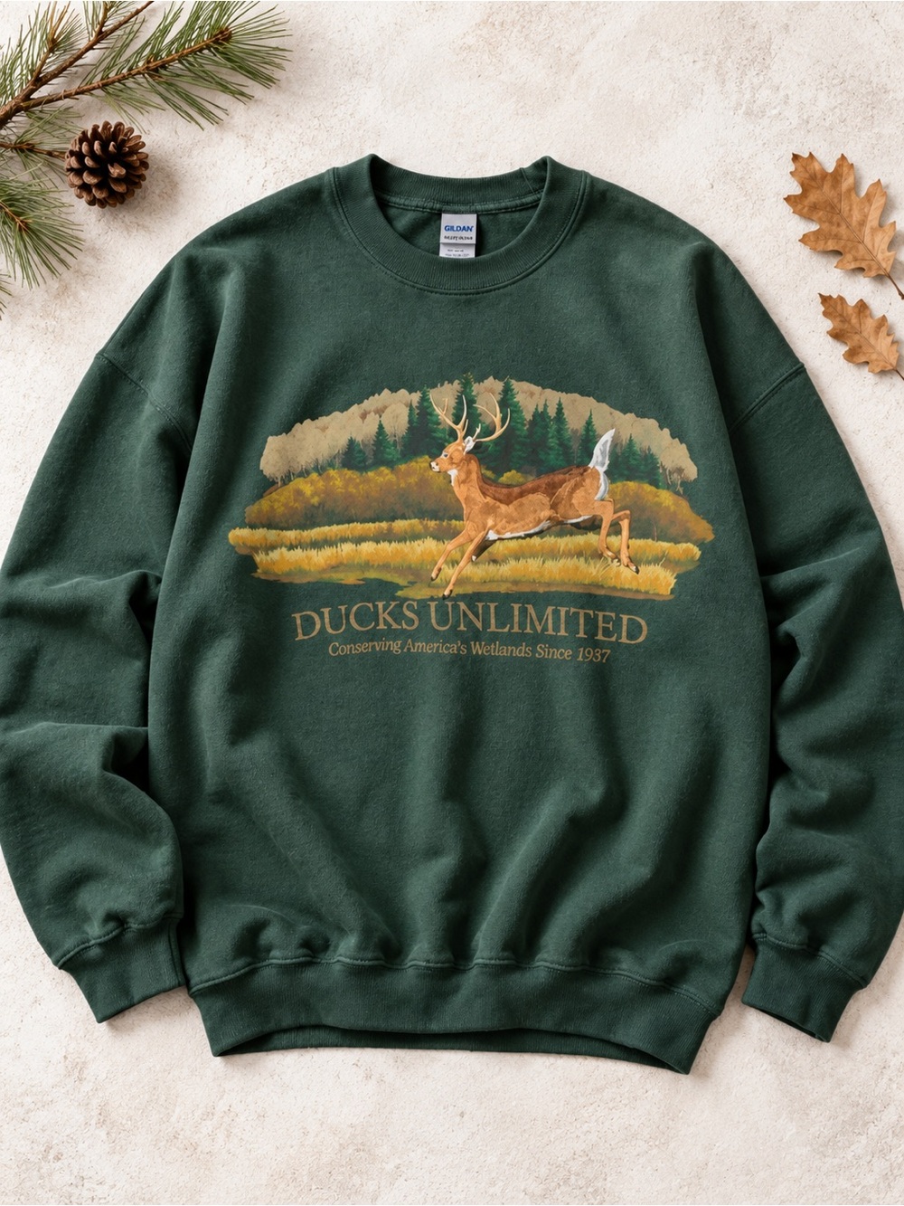 Ducks Unlimited Sweatshirt Running Deer Wetlands Graphic Gildan